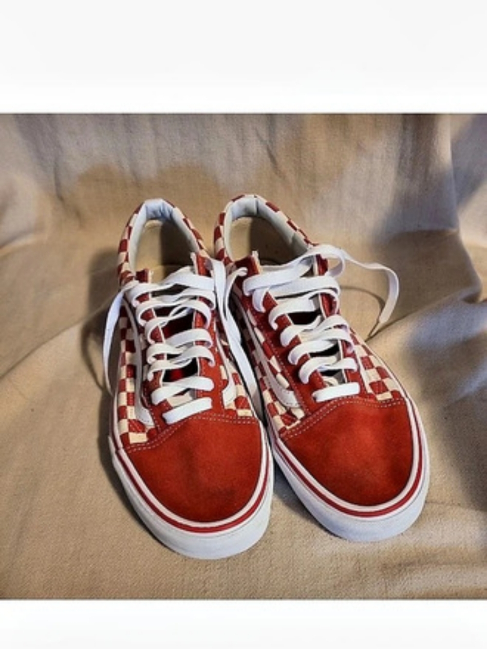 Vans Old Skool Red Checkerboard Checkered Sneakers in Red & White 9/10.5 US